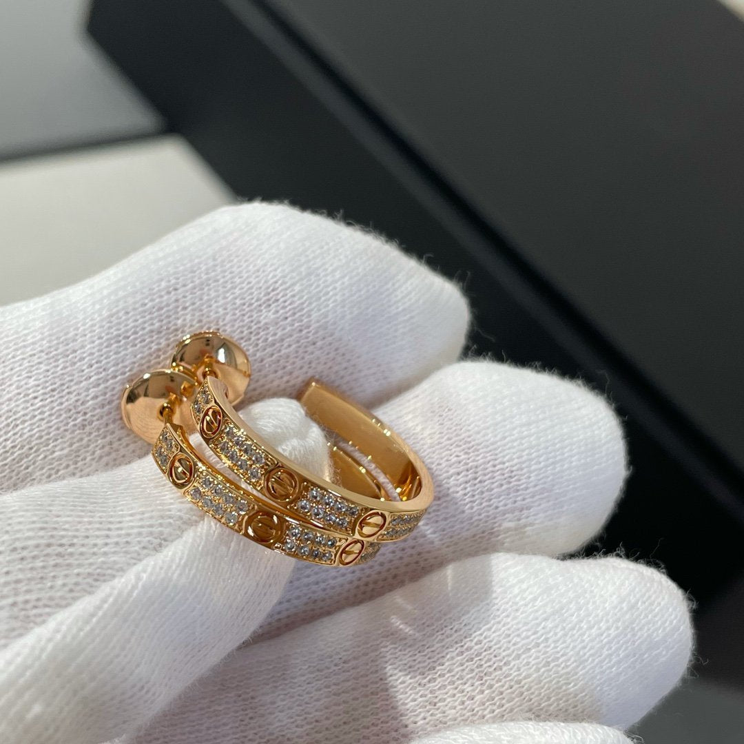 [Liorra]LOVE DIAMOND PINK GOLD HOOP EARRINGS