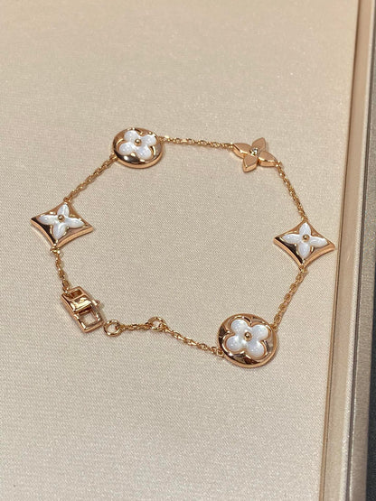 [Liorra]STAR AND SUN 5 MOTIF MOP PINK GOLD BRACELET