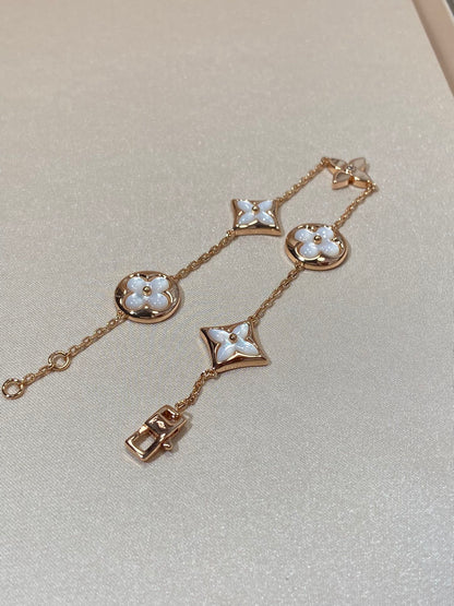 [Liorra]STAR AND SUN 5 MOTIF MOP PINK GOLD BRACELET