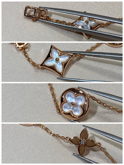 [Liorra]STAR AND SUN 5 MOTIF MOP PINK GOLD BRACELET
