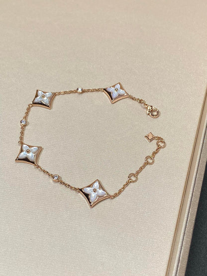 [Liorra]STAR 4 MOTIF MOP DIAMOND PINK GOLD BRACELET