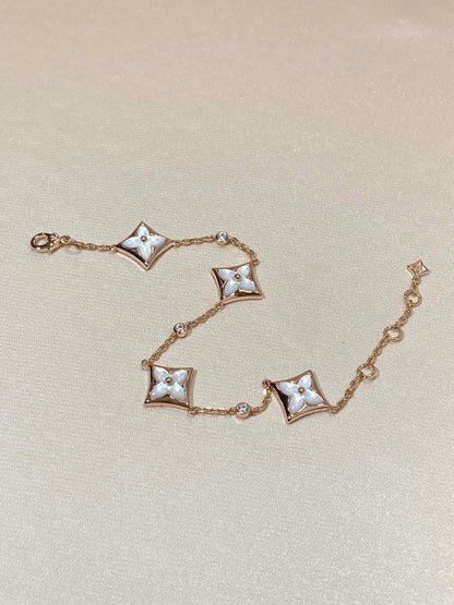 [Liorra]STAR 4 MOTIF MOP DIAMOND PINK GOLD BRACELET