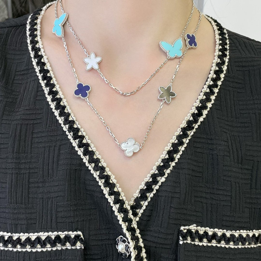 [Liorra]LUCKY CLOVER SILVER 11 MOTIF NECKLACE
