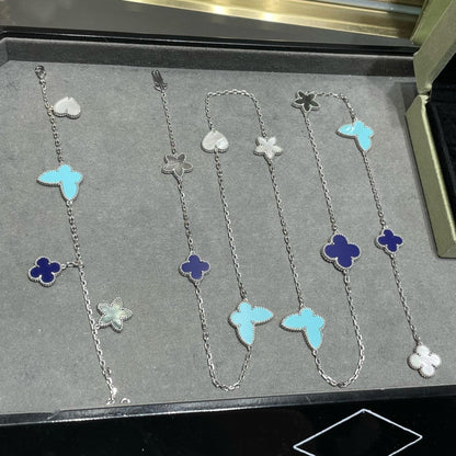 [Liorra]LUCKY CLOVER SILVER 11 MOTIF NECKLACE