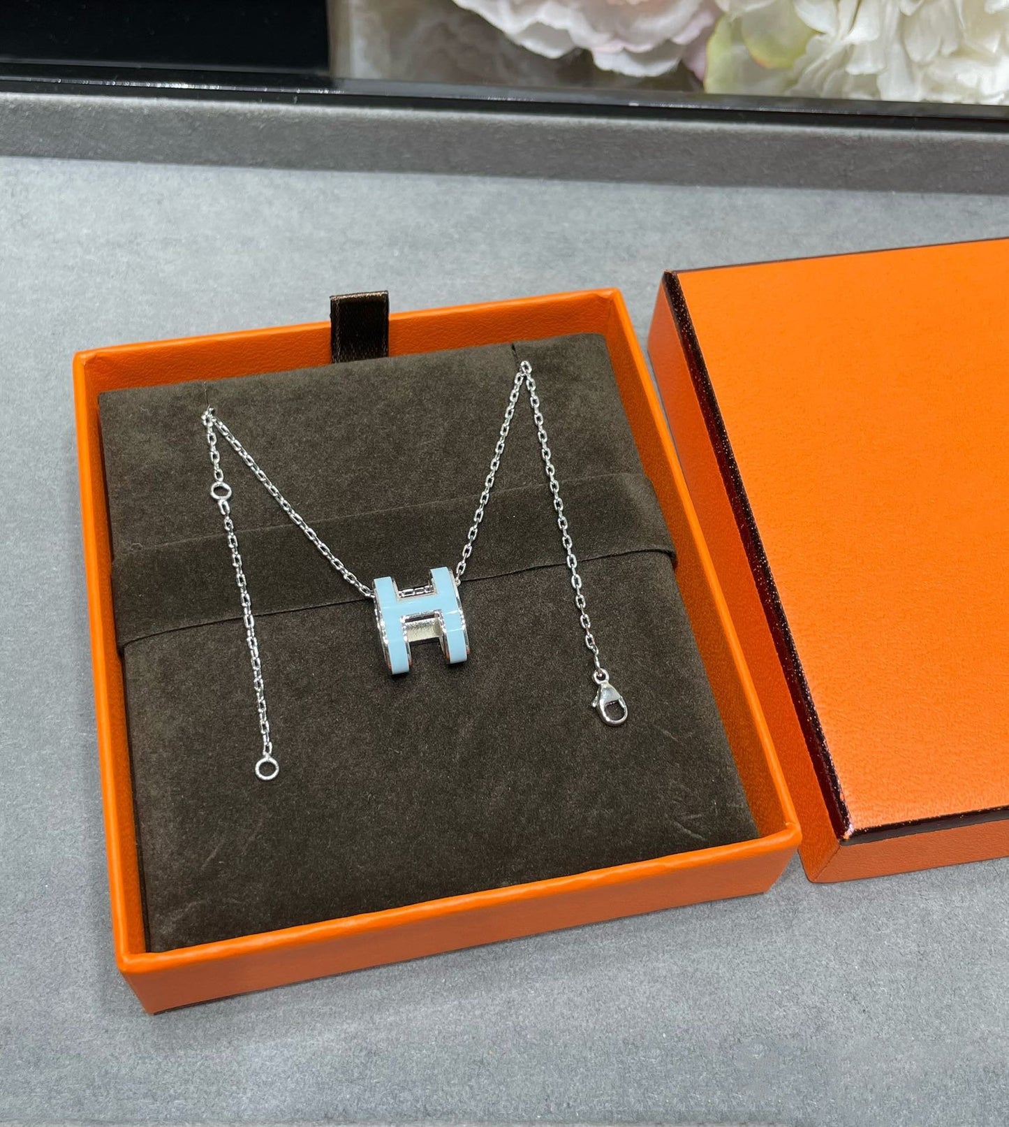 [Liorra]POP H SKY BLUE NECKLACE