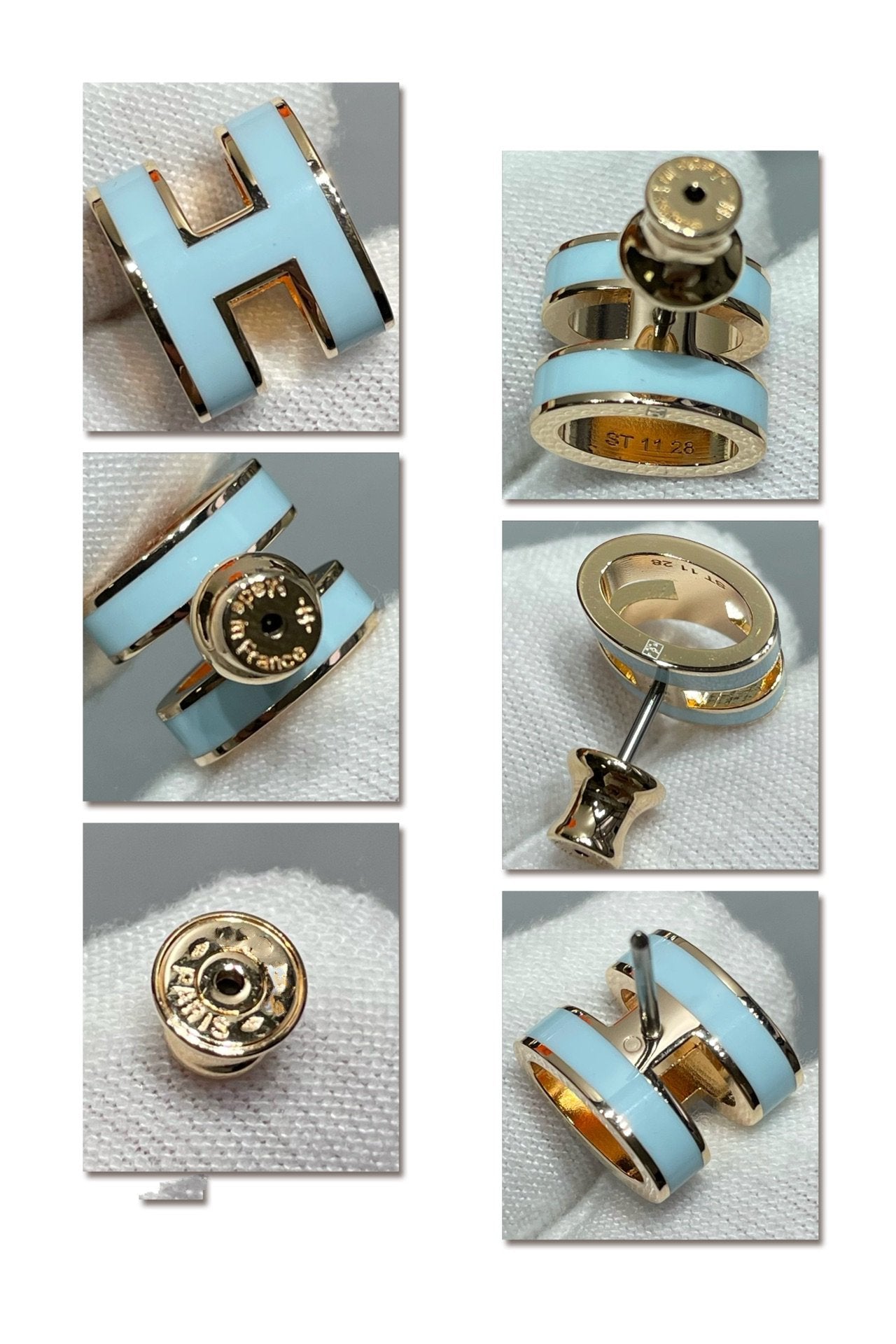 [Liorra]POP H SKY BLUE STUD EARRINGS