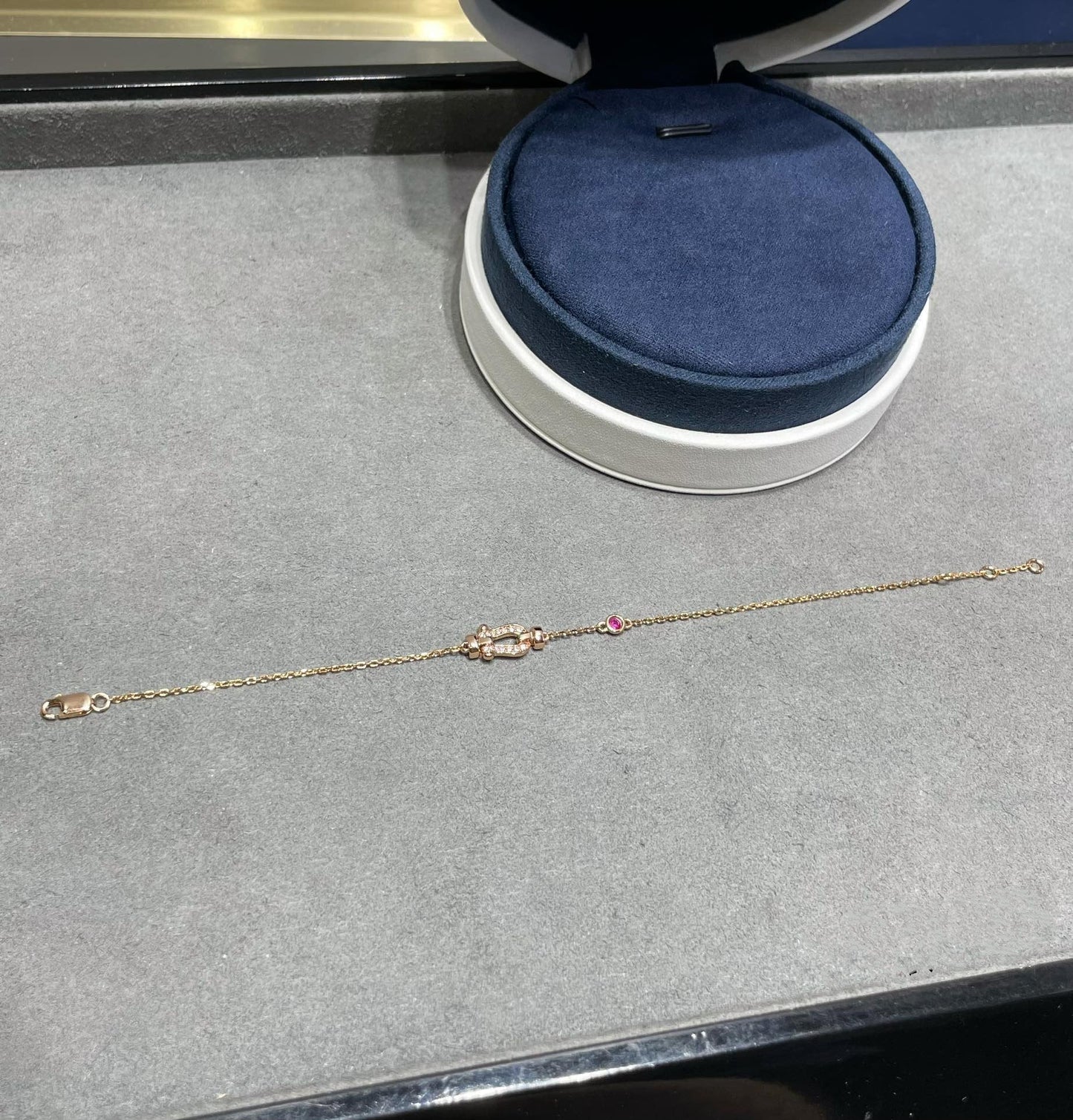 [Liorra]FORCE 10 DIAMOND CHAIN LINK PINK GOLD BRACELET