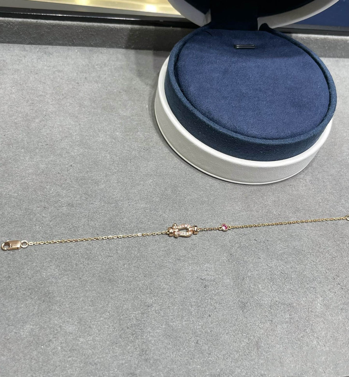 [Liorra]FORCE 10 DIAMOND CHAIN LINK PINK GOLD BRACELET