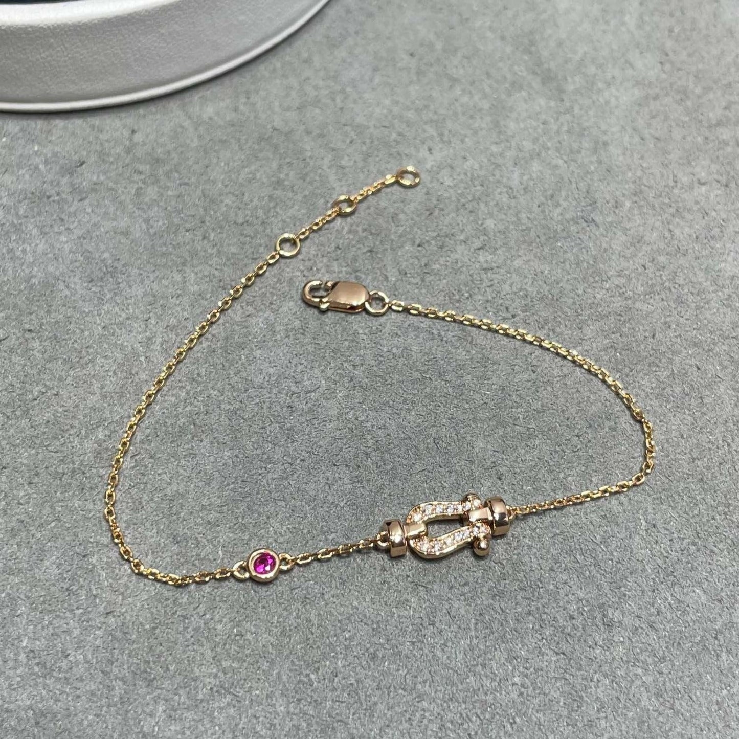 [Liorra]FORCE 10 DIAMOND CHAIN LINK PINK GOLD BRACELET