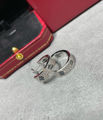 [Liorra]LOVE CERAMIC DIAMOND PAVED SILVER EARRINGS
