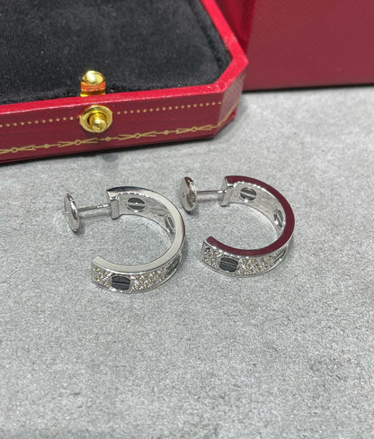 [Liorra]LOVE CERAMIC DIAMOND PAVED SILVER EARRINGS