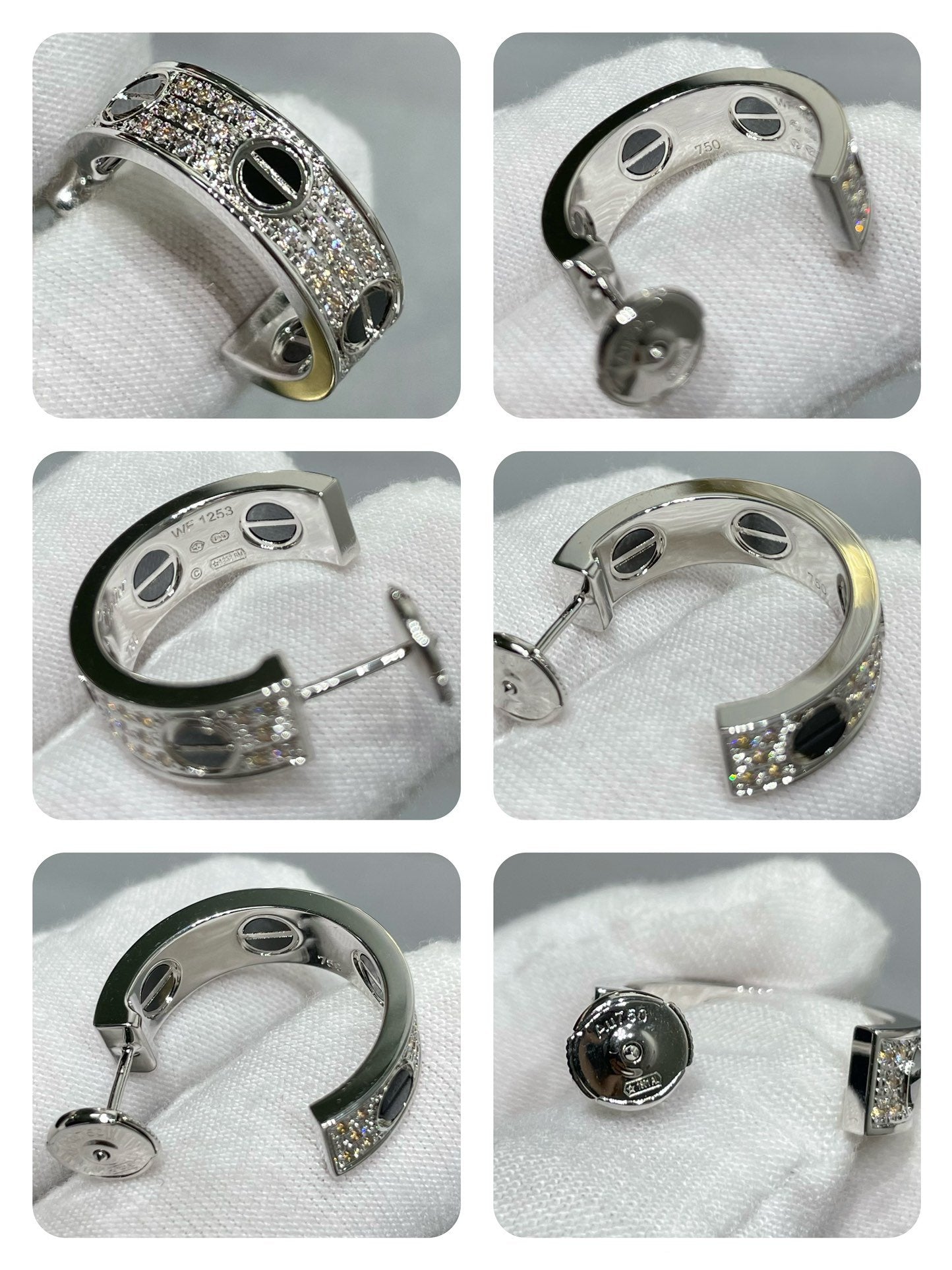 [Liorra]LOVE CERAMIC DIAMOND PAVED SILVER EARRINGS