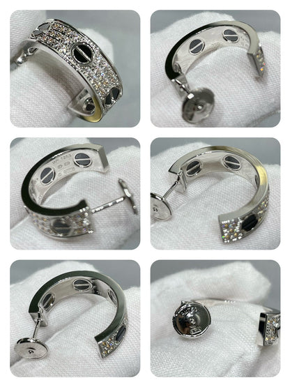 [Liorra]LOVE CERAMIC DIAMOND PAVED SILVER EARRINGS