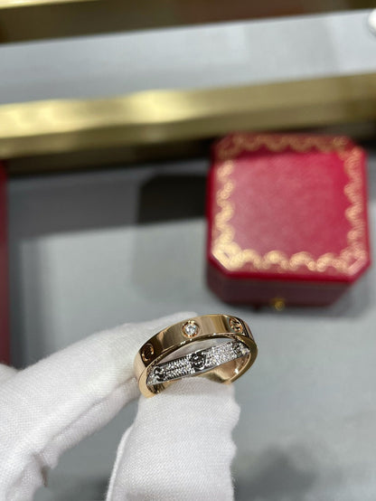 [Liorra]LOVE PINK GOLD SILVER DIAMOND DOUBLE RING