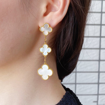[Liorra]CLOVER MOP 3 MOTIFS GOLD EARRINGS