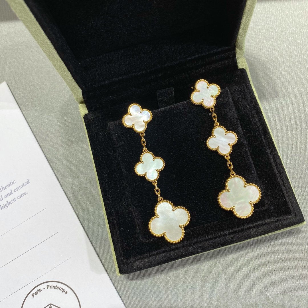 [Liorra]CLOVER MOP 3 MOTIFS GOLD EARRINGS