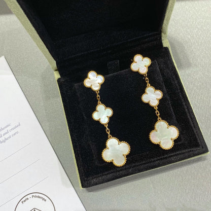 [Liorra]CLOVER MOP 3 MOTIFS GOLD EARRINGS