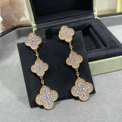 [Liorra]CLOVER 3 MOTIFS DIAMOND PAVED Liorra GOLD EARRINGS