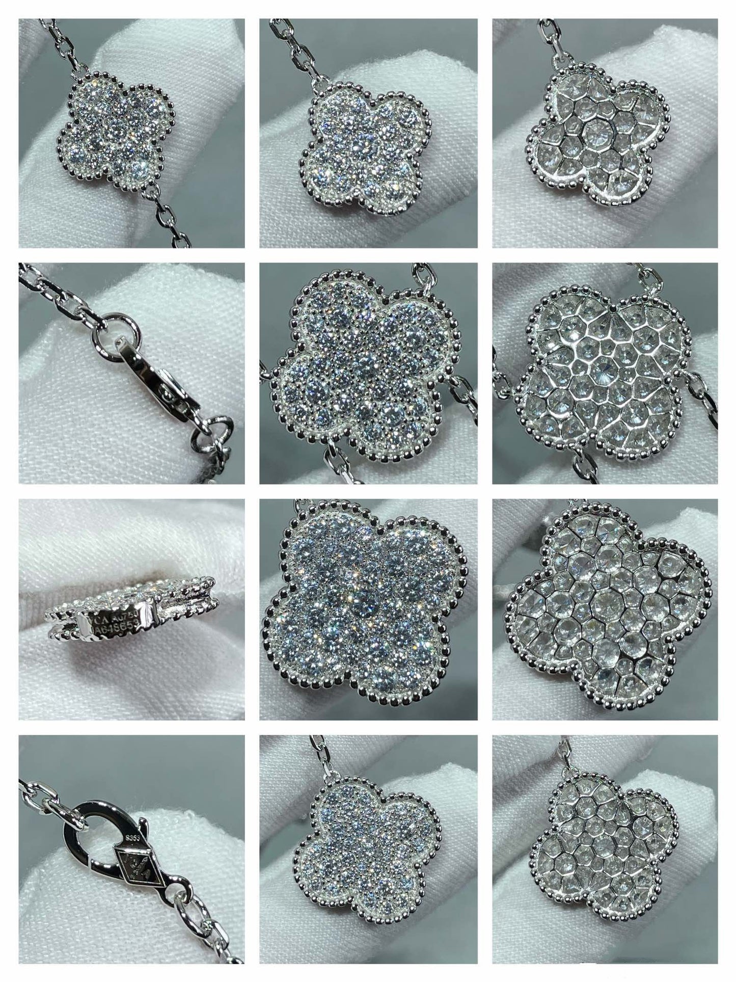 [Liorra]CLOVER 6 MOTIF DIAMOND PAVED NECKLACE