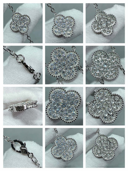 [Liorra]CLOVER 6 MOTIF DIAMOND PAVED NECKLACE