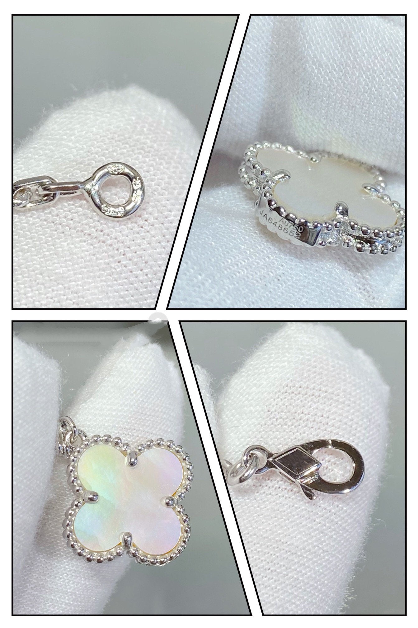 [Liorra]CLOVER 5 MOTIF WHITE MOP SILVER BRACELET
