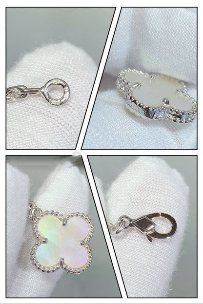 [Liorra]CLOVER 5 MOTIF WHITE MOP SILVER BRACELET