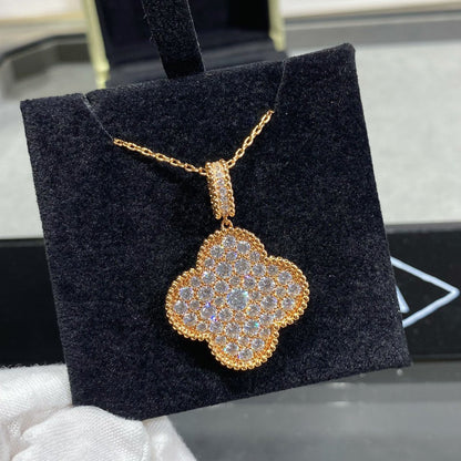 [Liorra]CLOVER 25MM LARGE PEDANT DIAMOND PAVED LONG NECKLACE