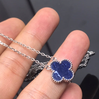 [Liorra]CLOVER PIETERSITE SILVER LONG NECKLACE