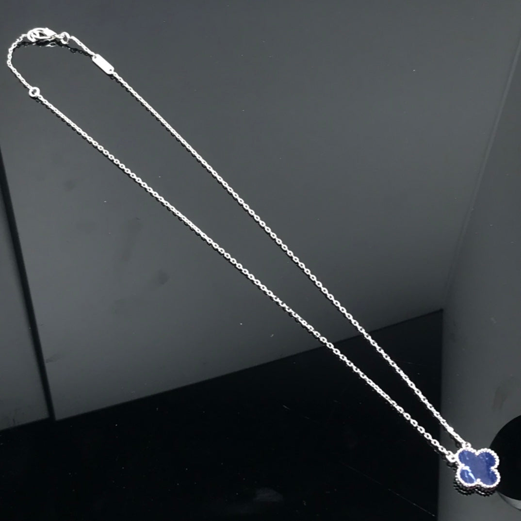 [Liorra]CLOVER PIETERSITE SILVER LONG NECKLACE