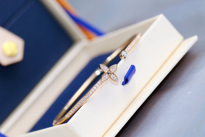 [Liorra]IDYLLE PINK GOLD OPEN BRACELET DIAMOND PAVED
