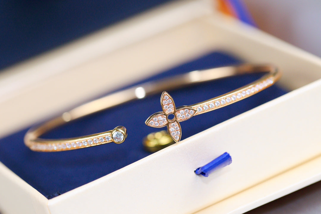 [Liorra]IDYLLE PINK GOLD OPEN BRACELET DIAMOND PAVED