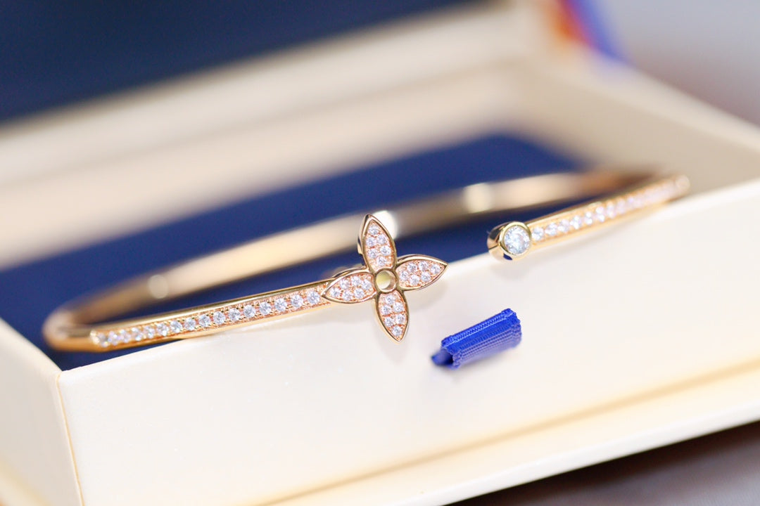 [Liorra]IDYLLE PINK GOLD OPEN BRACELET DIAMOND PAVED