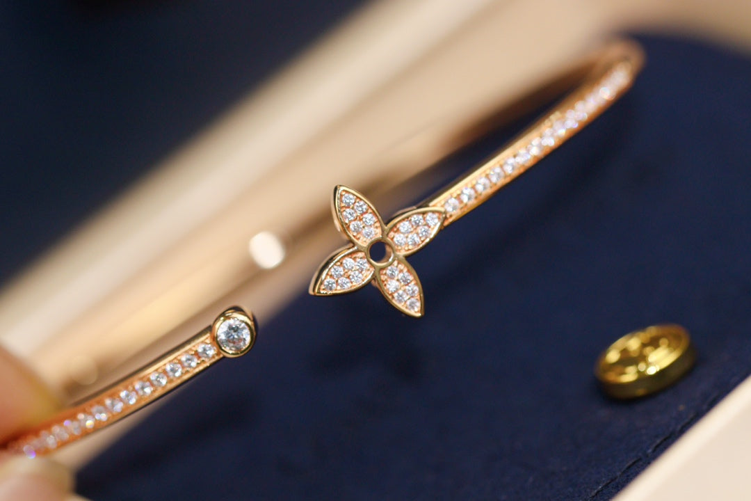 [Liorra]IDYLLE PINK GOLD OPEN BRACELET DIAMOND PAVED
