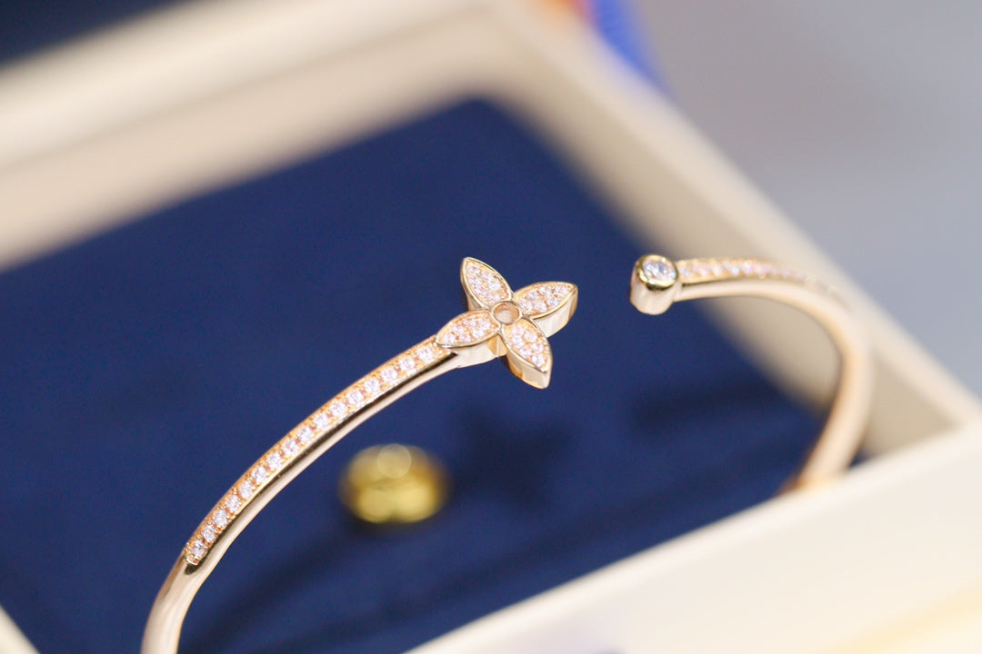 [Liorra]IDYLLE PINK GOLD OPEN BRACELET DIAMOND PAVED