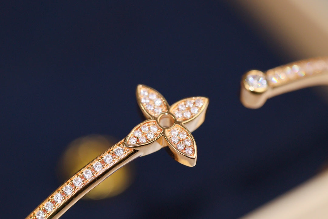 [Liorra]IDYLLE PINK GOLD OPEN BRACELET DIAMOND PAVED