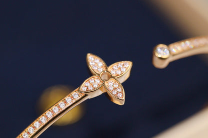 [Liorra]IDYLLE PINK GOLD OPEN BRACELET DIAMOND PAVED