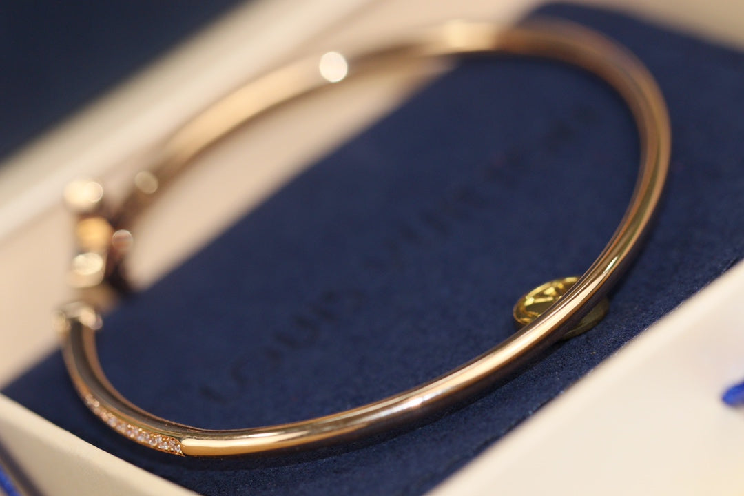 [Liorra]IDYLLE PINK GOLD OPEN BRACELET DIAMOND PAVED