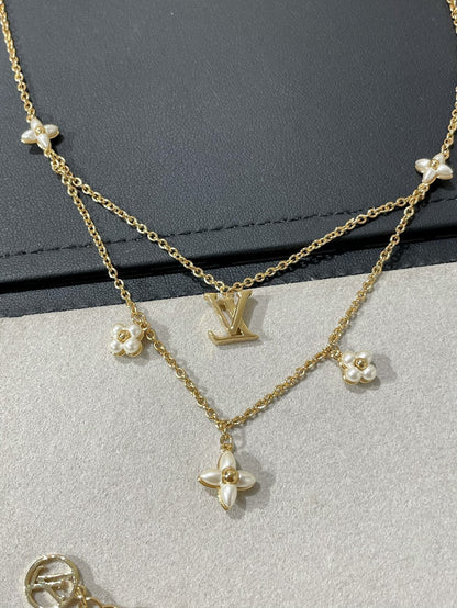 [Liorra]FLOWERGRAM GOLD MOP DOUBLE ROW NECKLACE