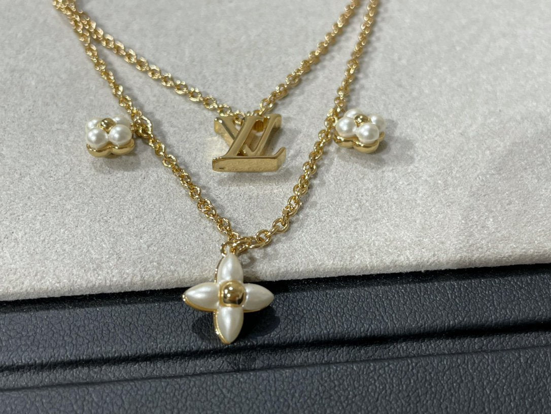 [Liorra]FLOWERGRAM GOLD MOP DOUBLE ROW NECKLACE