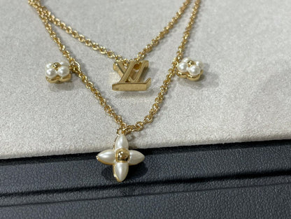 [Liorra]FLOWERGRAM GOLD MOP DOUBLE ROW NECKLACE