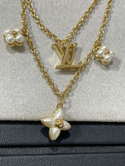 [Liorra]FLOWERGRAM GOLD MOP DOUBLE ROW NECKLACE