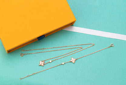 [Liorra]STAR PINK MOP 1 DIAMOND PINK GOLD NECKLACE