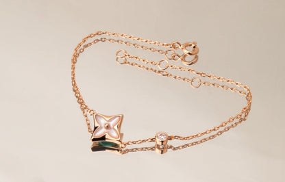 [Liorra]STAR PINK MOP 1 DIAMOND PINK GOLD NECKLACE