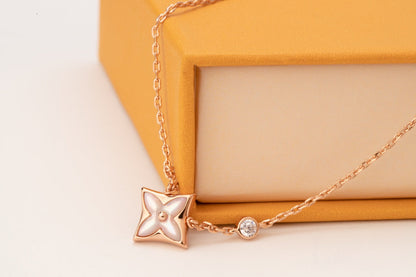 [Liorra]STAR PINK MOP 1 DIAMOND PINK GOLD NECKLACE