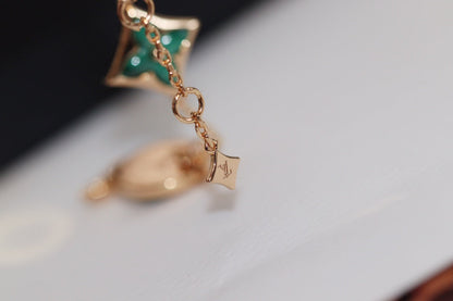 [Liorra]STAR AND SUN 4 MOTIF PINK GOLD MALACHITE BRACELET