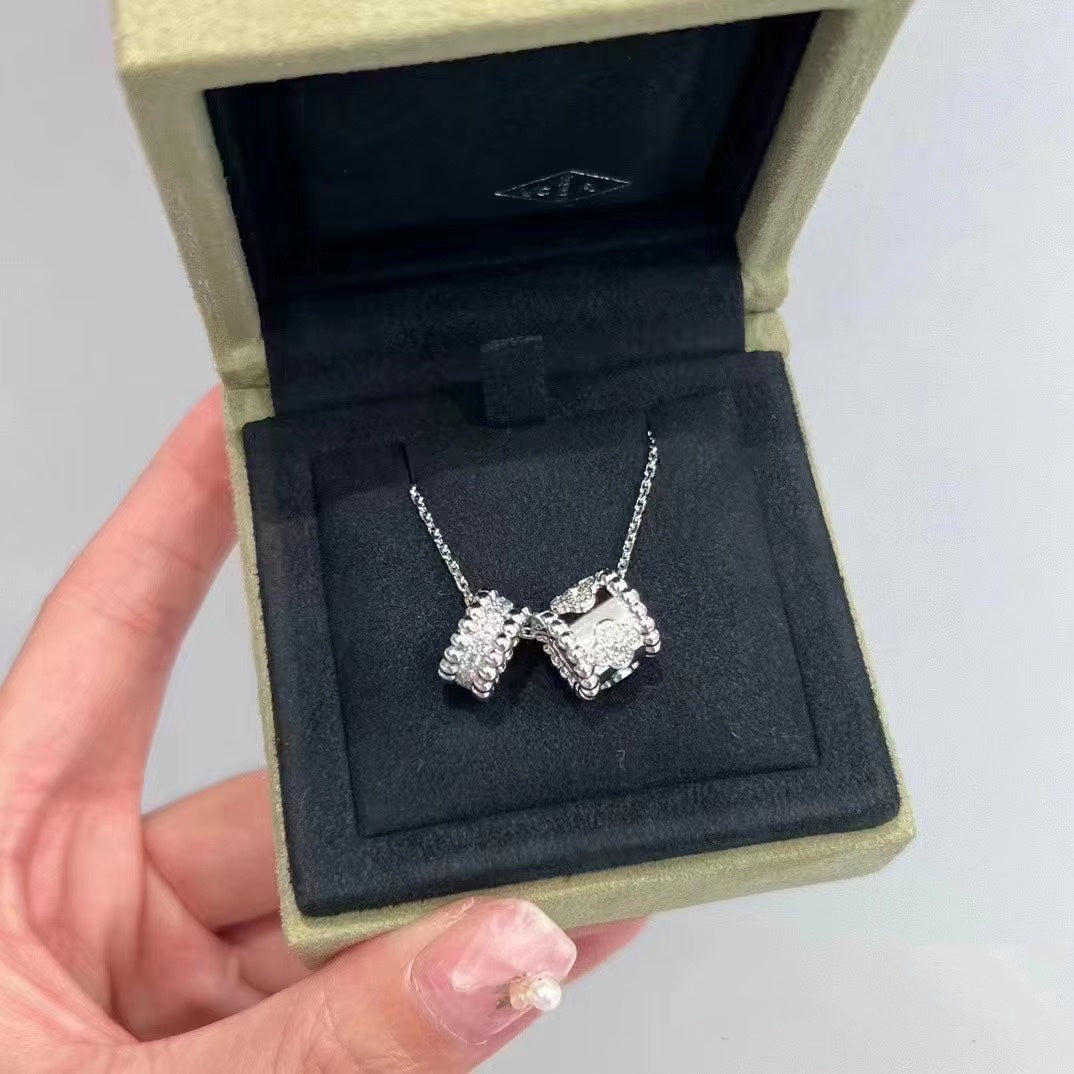 [Liorra]PERLEE DOUBLE PENDANT SILVER DIAMOND NECKLACE