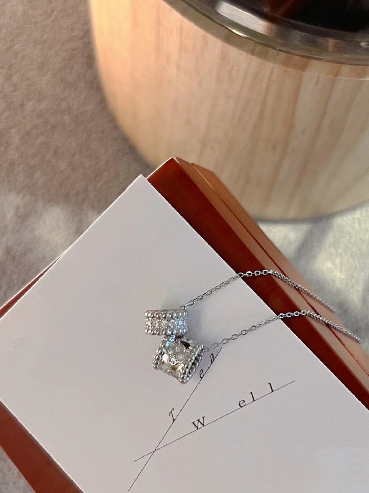 [Liorra]PERLEE DOUBLE PENDANT SILVER DIAMOND NECKLACE