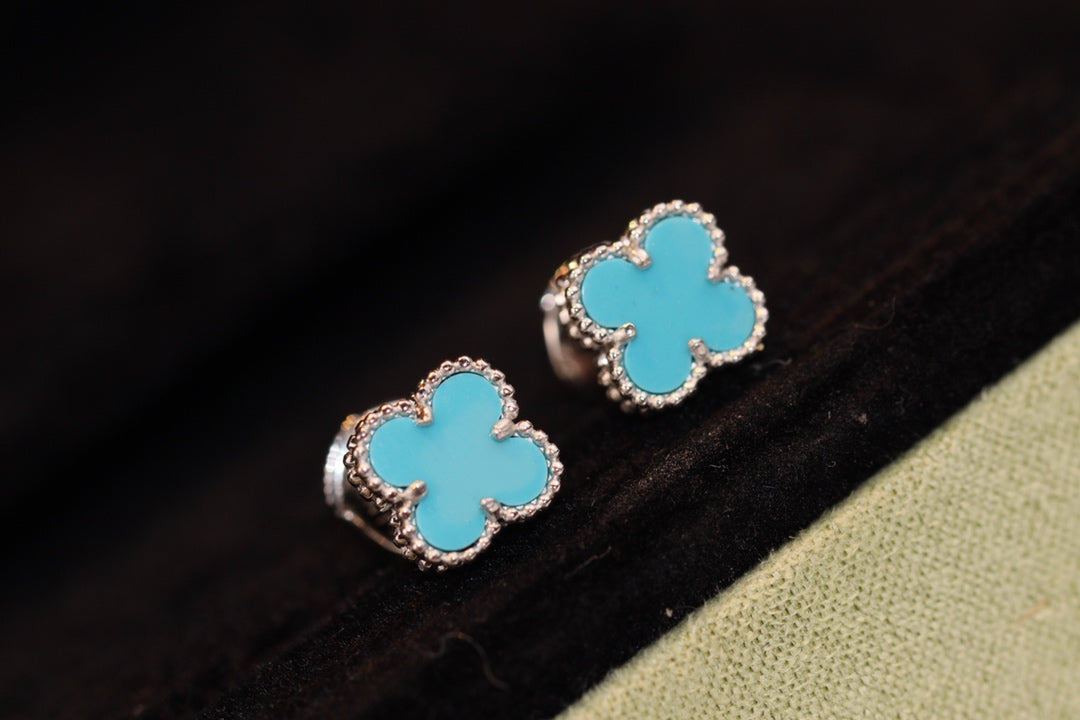 [Liorra]CLOVER MINI TURQUOISE SILVER STUD EARRINGS