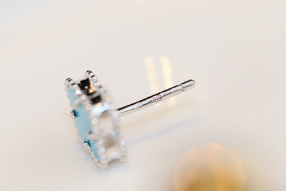 [Liorra]CLOVER MINI TURQUOISE SILVER STUD EARRINGS