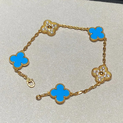 [Liorra] CLOVER 5 MOTIF BLUE AGATE BRACELET COLLECTION